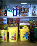 Cat Litter Buckets Filled with Toys